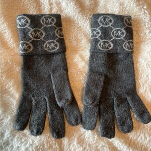 Gray Michael Kors Knit Gloves